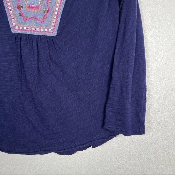 Anthropologie Meadow Rue Embroidered Top Navy‎ Sz S - Picture 4 of 6